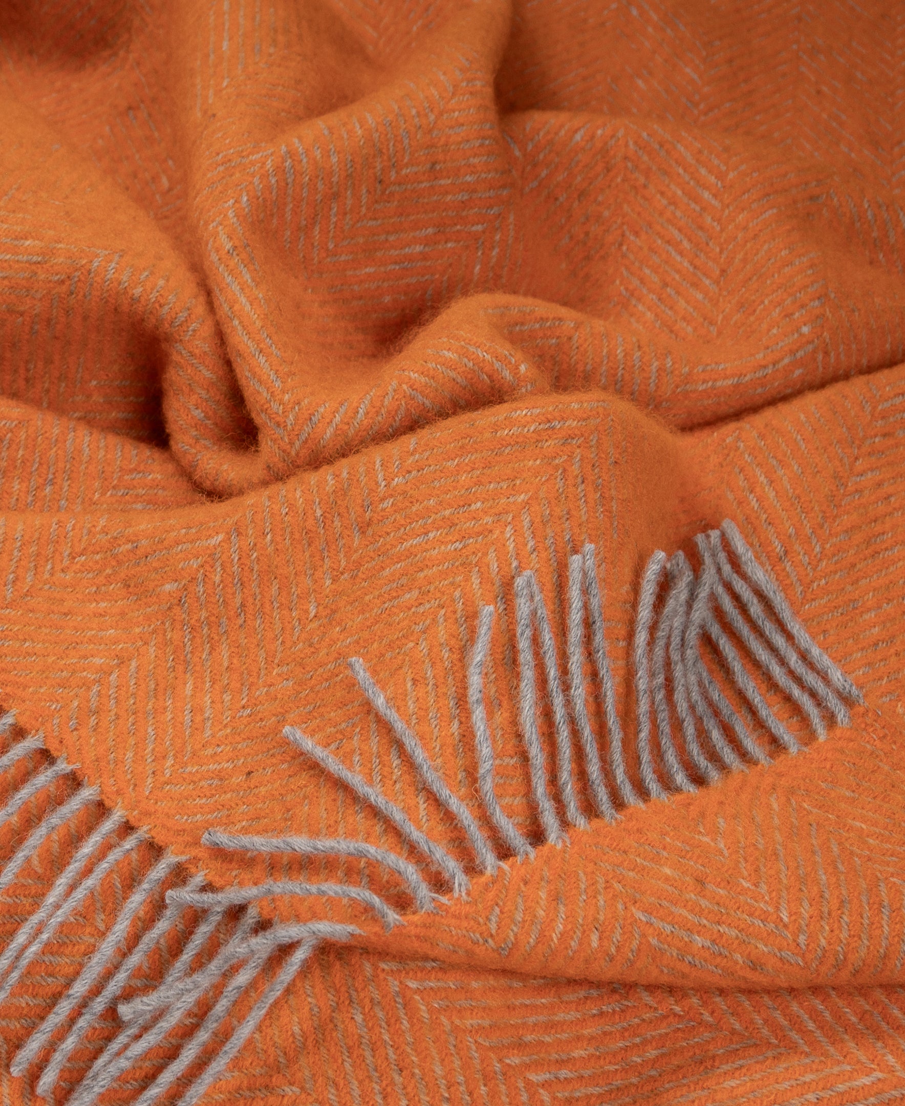 Highland Tweeds Herringbone Pure New Wool Throw ~ Atomic Orange ~-Throws and Blankets-[bar code]-Prince of Scots