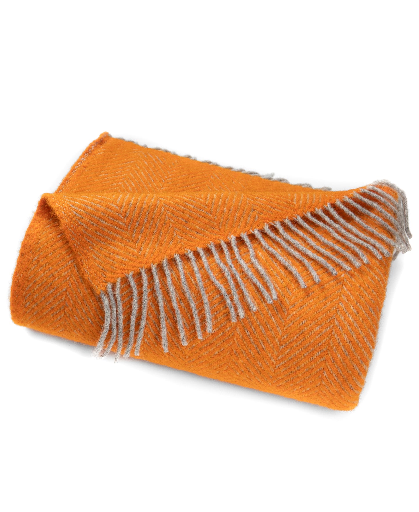 Highland Tweeds Herringbone Pure New Wool Throw ~ Atomic Orange ~-Throws and Blankets-[bar code]-Prince of Scots