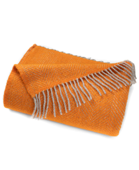 Highland Tweeds Herringbone Pure New Wool Throw ~ Atomic Orange ~-Throws and Blankets-[bar code]-Prince of Scots