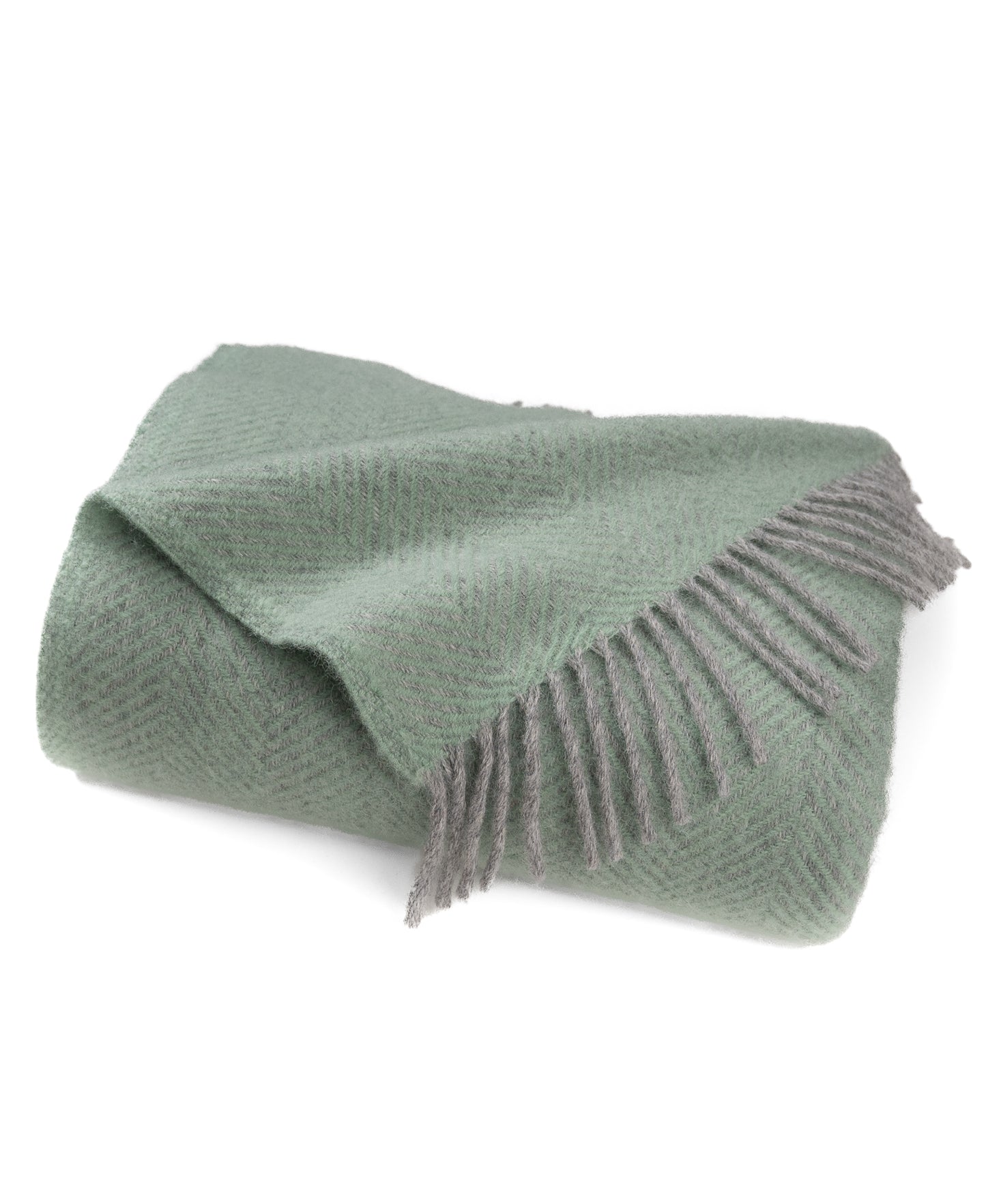 Highland Tweeds Herringbone Pure New Wool Throw ~ Basil ~-Throws and Blankets-[bar code]-Prince of Scots