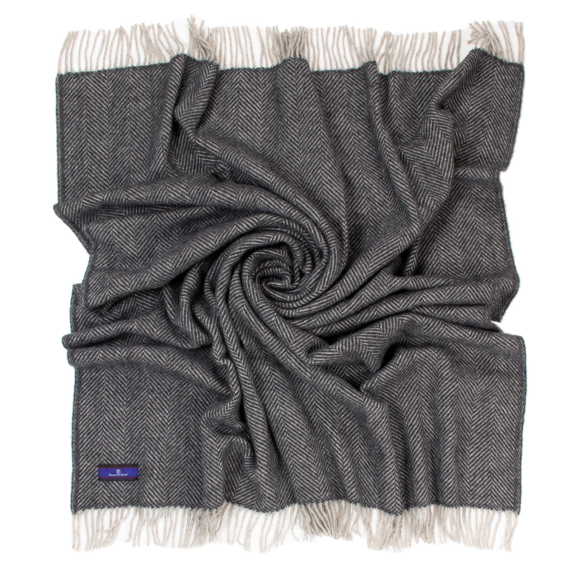 Highland Tweed Herringbone Pure New Wool Throw ~ Charcoal ~-Throws and Blankets-00810032750022-K4050030-014-Prince of Scots