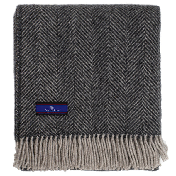Highland Tweed Herringbone Pure New Wool Throw ~ Charcoal ~-Throws and Blankets-00810032750022-K4050030-014-Prince of Scots