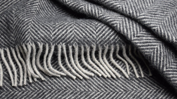 Highland Tweed Herringbone Pure New Wool Throw ~ Charcoal ~-Throws and Blankets-Prince of Scots-00810032750022-K4050030-014-Prince of Scots