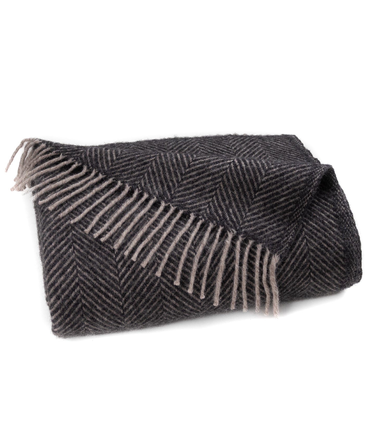 Highland Tweeds Herringbone Pure New Wool Throw ~ Charcoal ~-Throws and Blankets-[bar code]-Prince of Scots