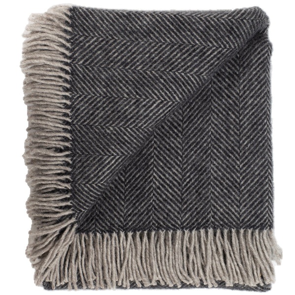 Highland Tweed Herringbone Pure New Wool Throw ~ Charcoal ~-Throws and Blankets-00810032750022-K4050030-014-Prince of Scots