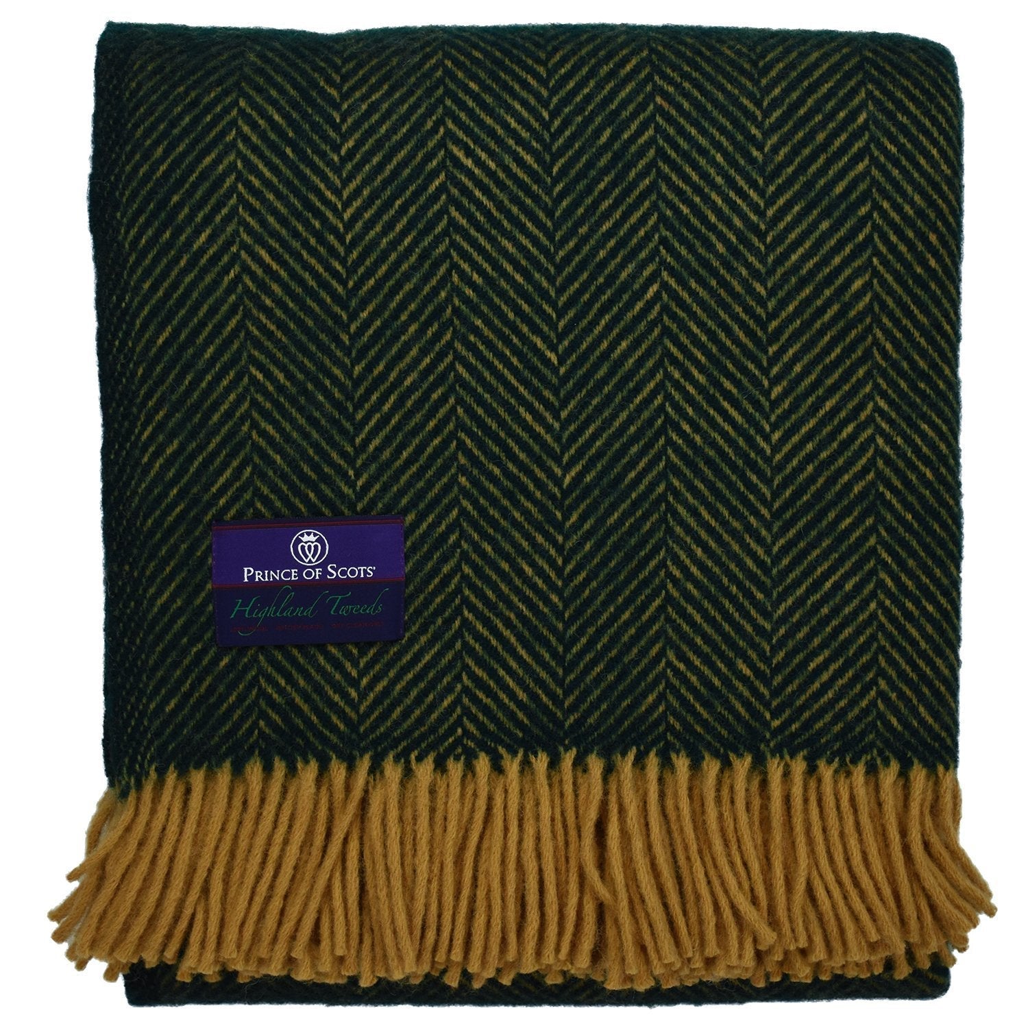 Highland Tweed Herringbone Pure New Wool Throw ~ Emerald ~-Throws and Blankets-Prince of Scots-00810032750084-K4050030-26-Prince of Scots