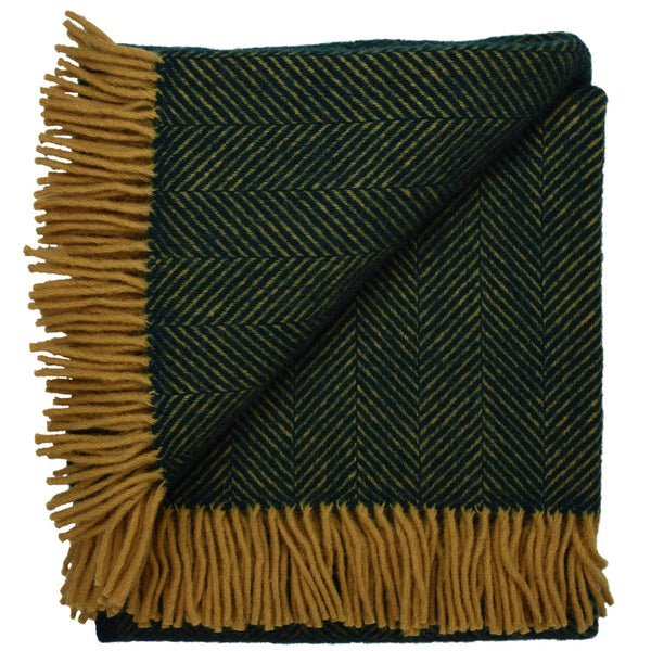 Highland Tweed Herringbone Pure New Wool Throw ~ Emerald ~-Throws and Blankets-Prince of Scots-00810032750084-K4050030-26-Prince of Scots