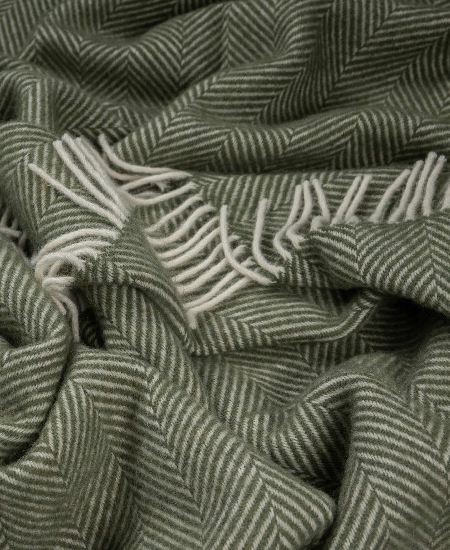 Highland Tweeds Herringbone Pure New Wool Throw ~ Evergreen ~-Throws and Blankets-[bar code]-Prince of Scots