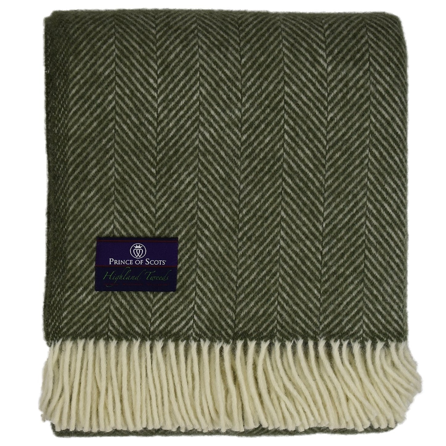 Highland Tweed Herringbone Pure New Wool Throw ~ Evergreen ~-Throws and Blankets-Prince of Scots-00810032750091-K4050030-22-Prince of Scots