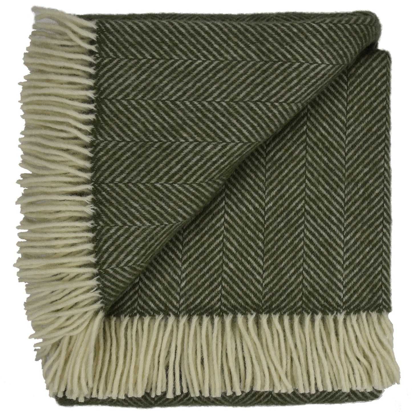 Highland Tweed Herringbone Pure New Wool Throw ~ Evergreen ~-Throws and Blankets-Prince of Scots-00810032750091-K4050030-22-Prince of Scots