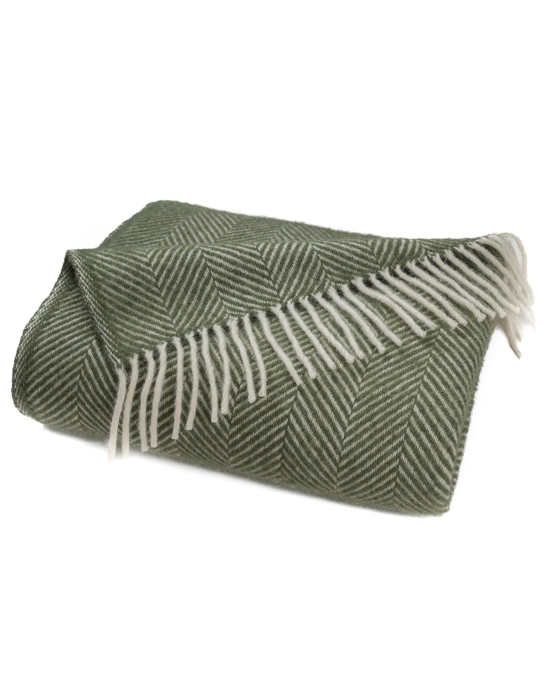 Highland Tweeds Herringbone Pure New Wool Throw ~ Evergreen ~-Throws and Blankets-[bar code]-Prince of Scots