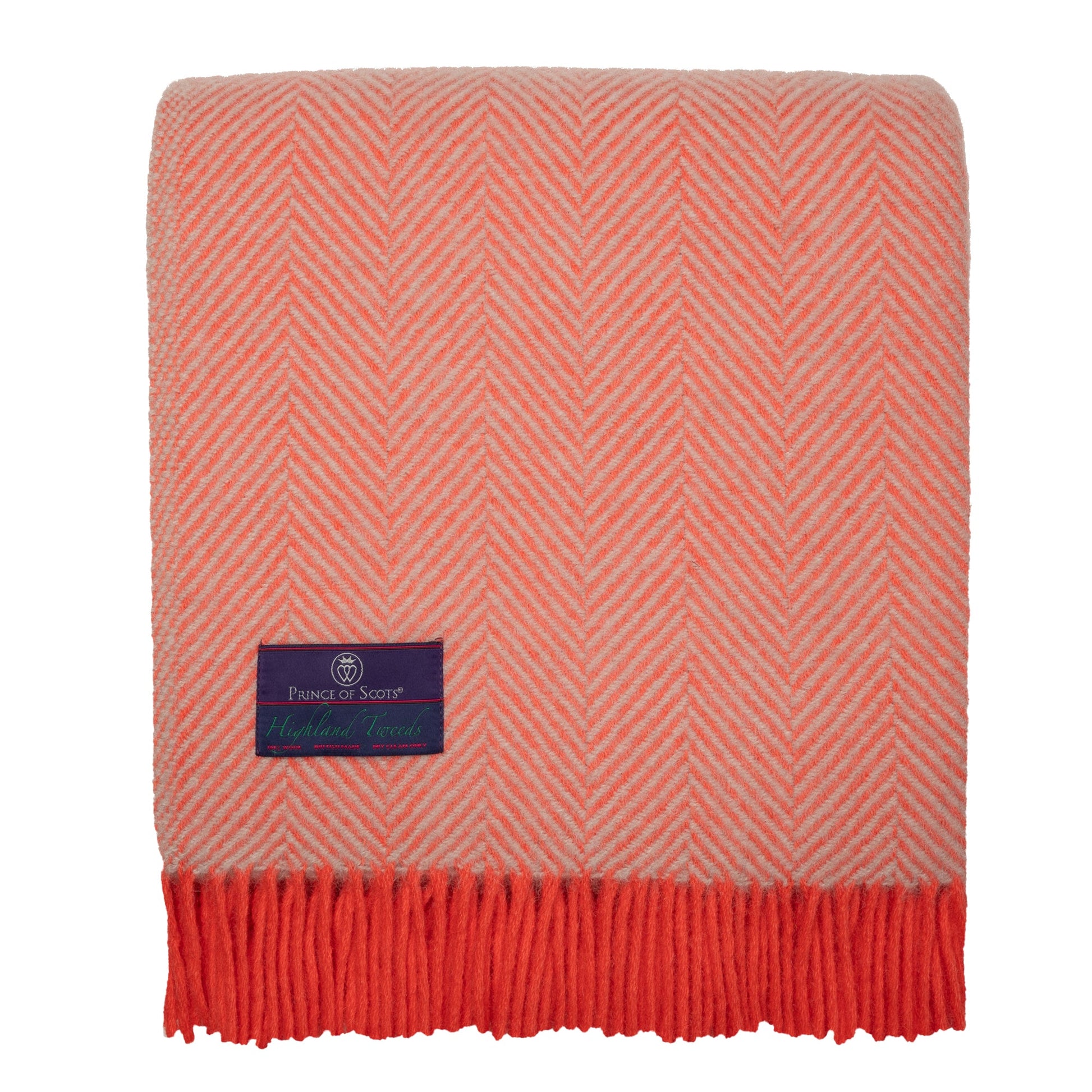 Highland Tweeds Herringbone Pure New Wool Throw ~ Flamingo ~-Throws and Blankets-[bar code]-HerringboneFlamingo-Prince of Scots