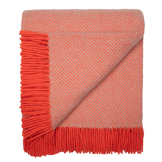 Highland Tweeds Herringbone Pure New Wool Throw ~ Flamingo ~-Throws and Blankets-[bar code]-HerringboneFlamingo-Prince of Scots