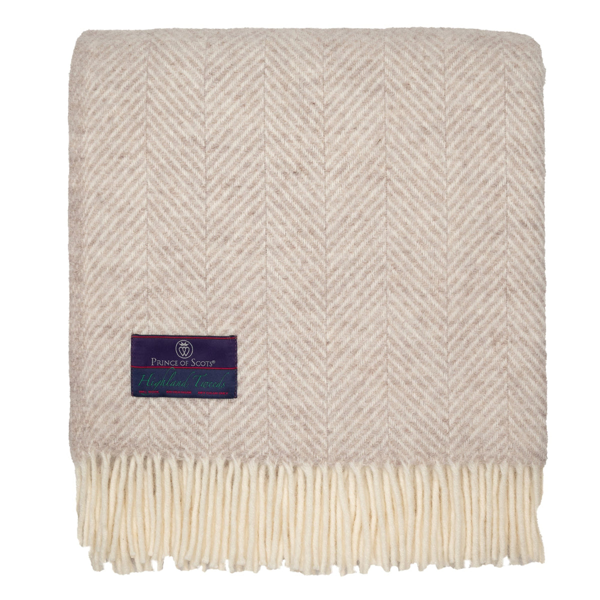 Highland Tweeds Herringbone Pure New Wool Throw ~ Linen ~-Throws and Blankets-[bar code]-HighlandLinenHerringbone-Prince of Scots