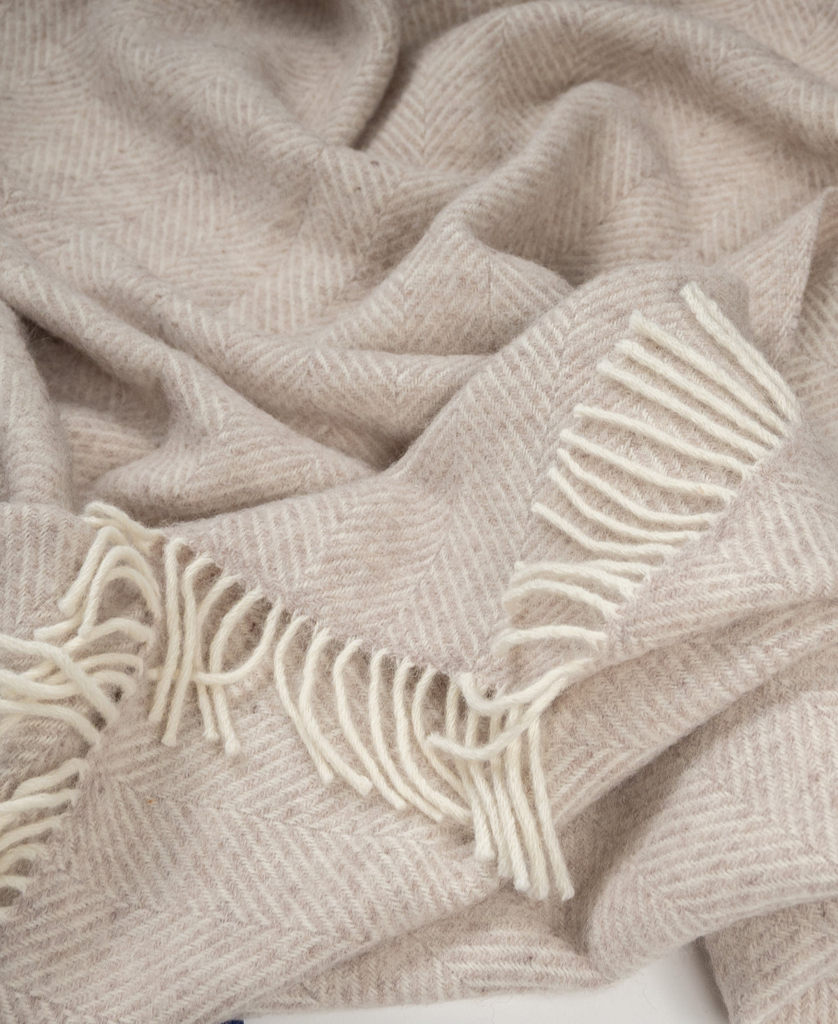 Highland Tweeds Herringbone Pure New Wool Throw ~ Linen ~-Throws and Blankets-[bar code]-Prince of Scots