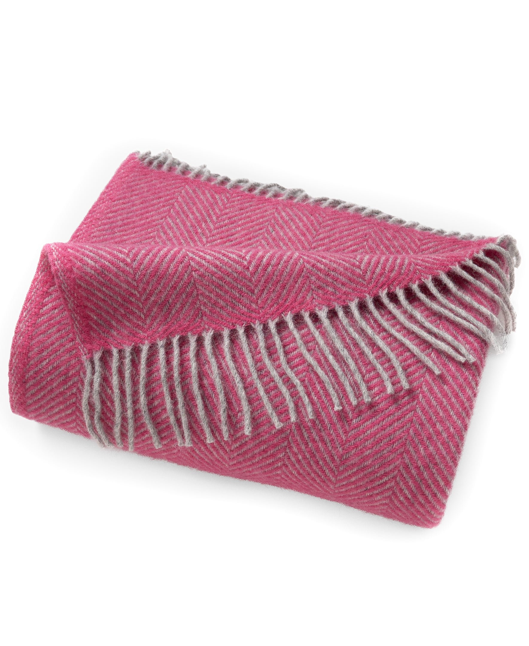 Highland Tweeds Herringbone Pure New Wool Throw ~ Magenta Pink ~-Throws and Blankets-[bar code]-Prince of Scots