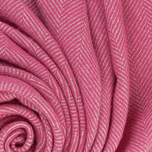 Highland Tweeds Herringbone Pure New Wool Throw ~ Magenta Pink ~-Throws and Blankets-[bar code]-HighlandPinkHerringbone-Prince of Scots