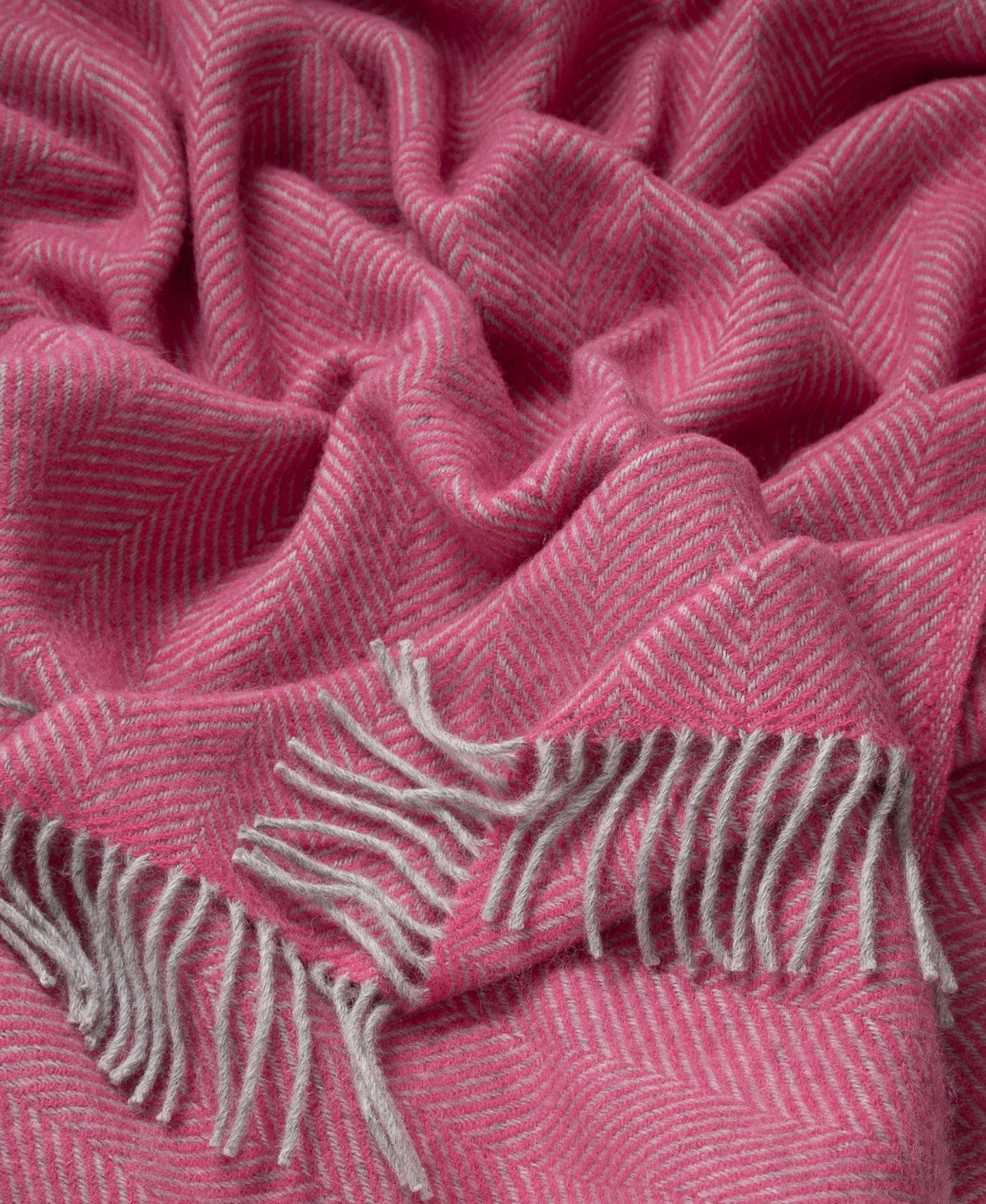 Highland Tweeds Herringbone Pure New Wool Throw ~ Magenta Pink ~-Throws and Blankets-[bar code]-Prince of Scots