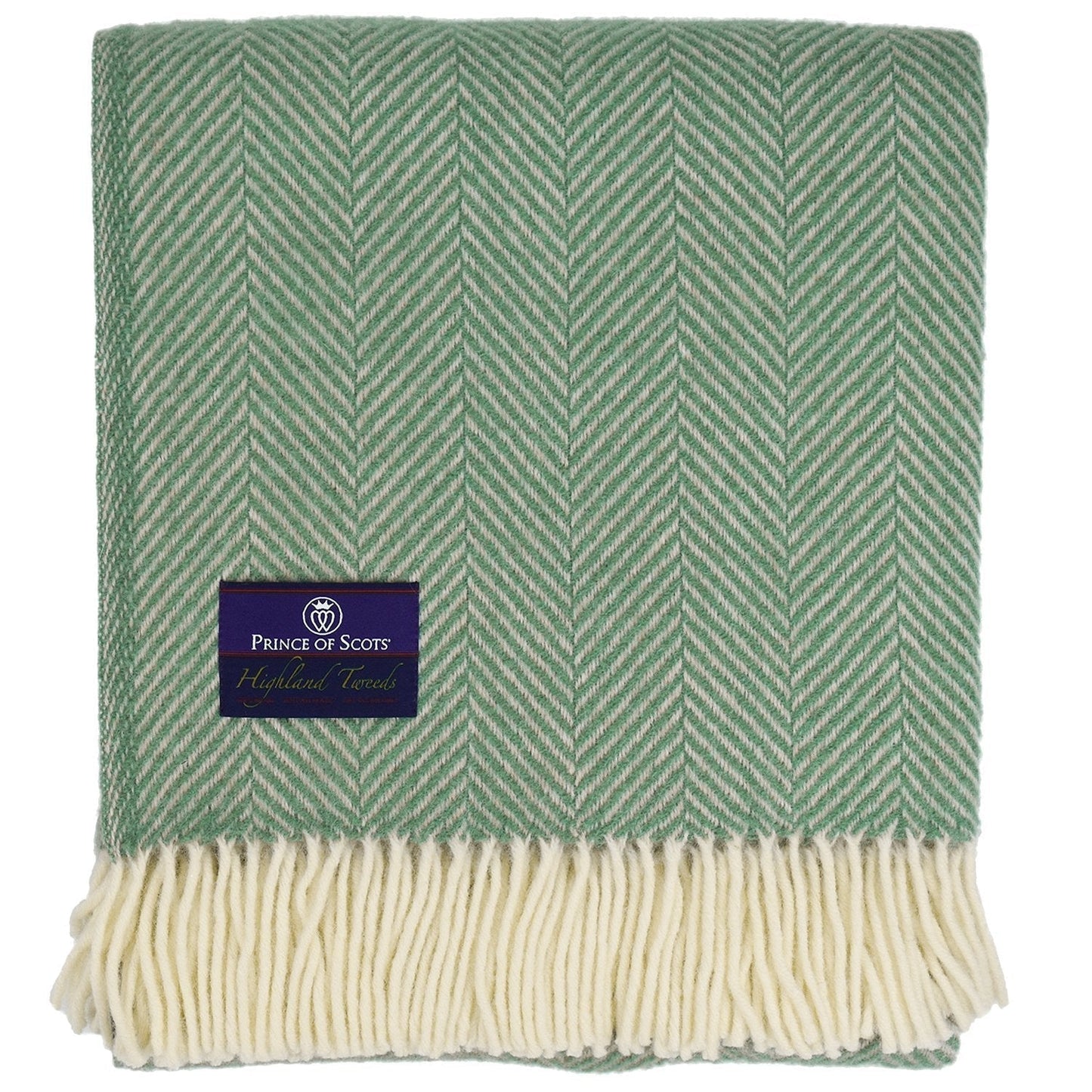 Highland Tweed Herringbone Pure New Wool Throw ~ Mint ~-Throws and Blankets-Prince of Scots-00810032750121-K4050030-20-Prince of Scots