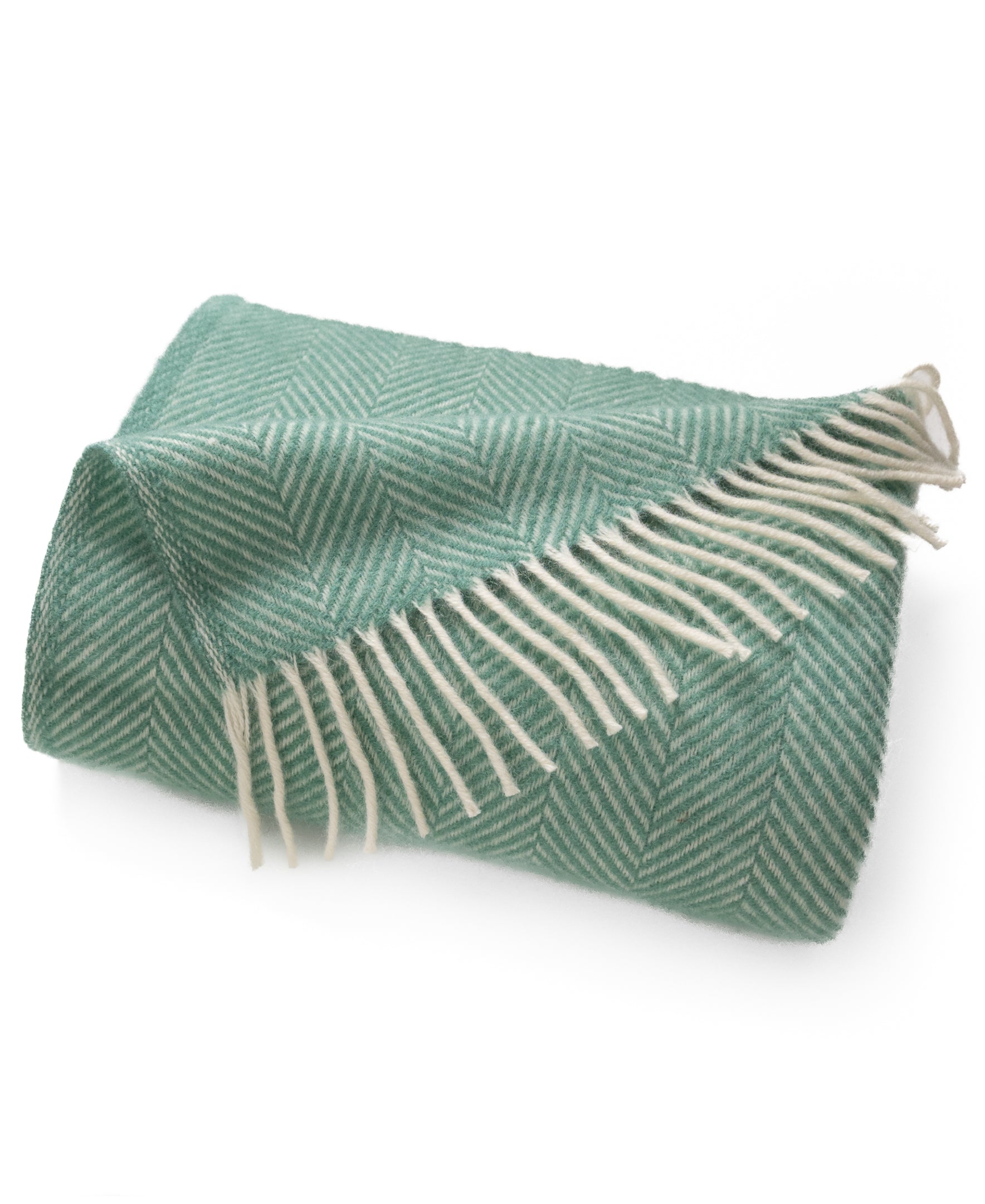 Highland Tweeds Herringbone Pure New Wool Throw ~ Mint ~-Throws and Blankets-[bar code]-Prince of Scots
