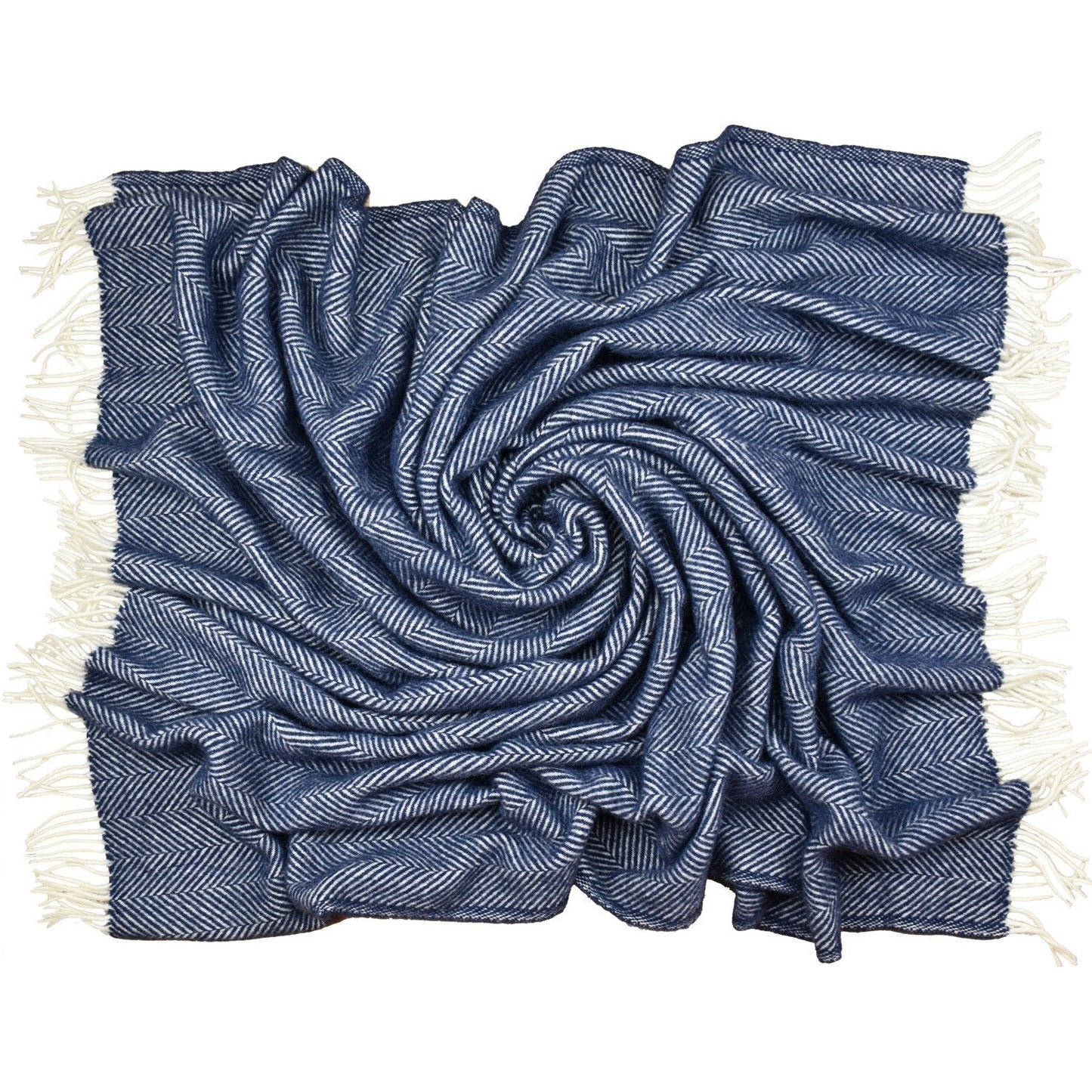 Highland Tweed Herringbone Pure New Wool Throw ~ Navy/White ~-Throws and Blankets-Prince of Scots-00810032750138-K4050030-017-Prince of Scots