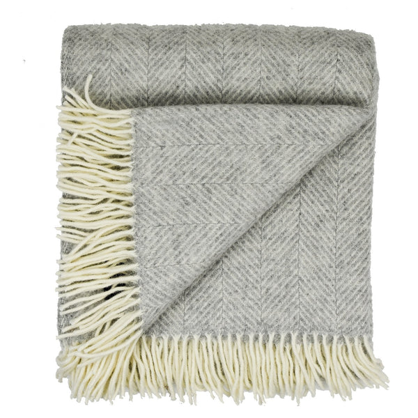 Highland Tweed Herringbone Pure New Wool Throw ~ Silver ~-Throws and Blankets-Prince of Scots-00810032750046-K4050030-013-Prince of Scots