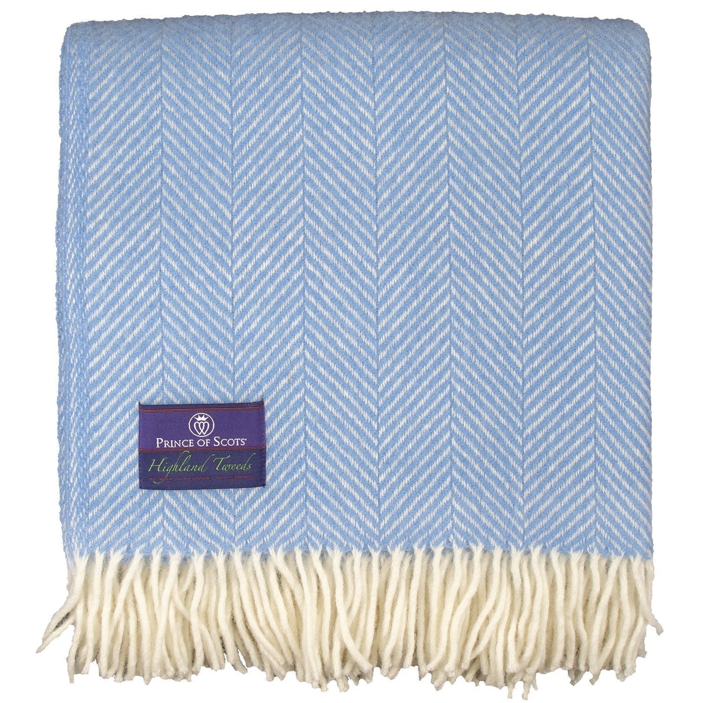 Highland Tweed Herringbone Pure New Wool Throw ~ Sky Blue ~-Throws and Blankets-Prince of Scots-00810032750169-K4050030-018-Prince of Scots