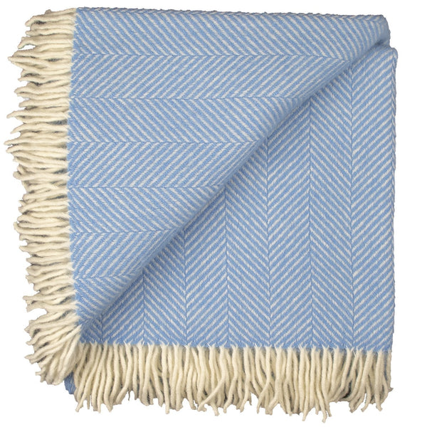 Highland Tweed Herringbone Pure New Wool Throw ~ Sky Blue ~-Throws and Blankets-Prince of Scots-00810032750169-K4050030-018-Prince of Scots