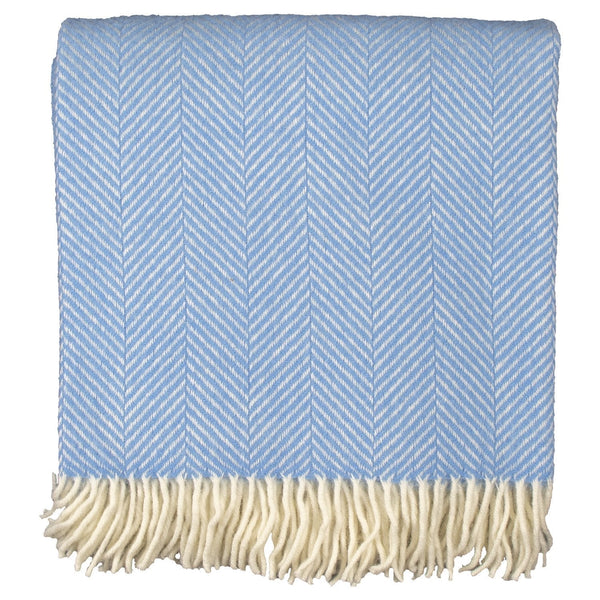 Highland Tweed Herringbone Pure New Wool Throw ~ Sky Blue ~-Throws and Blankets-Prince of Scots-00810032750169-K4050030-018-Prince of Scots