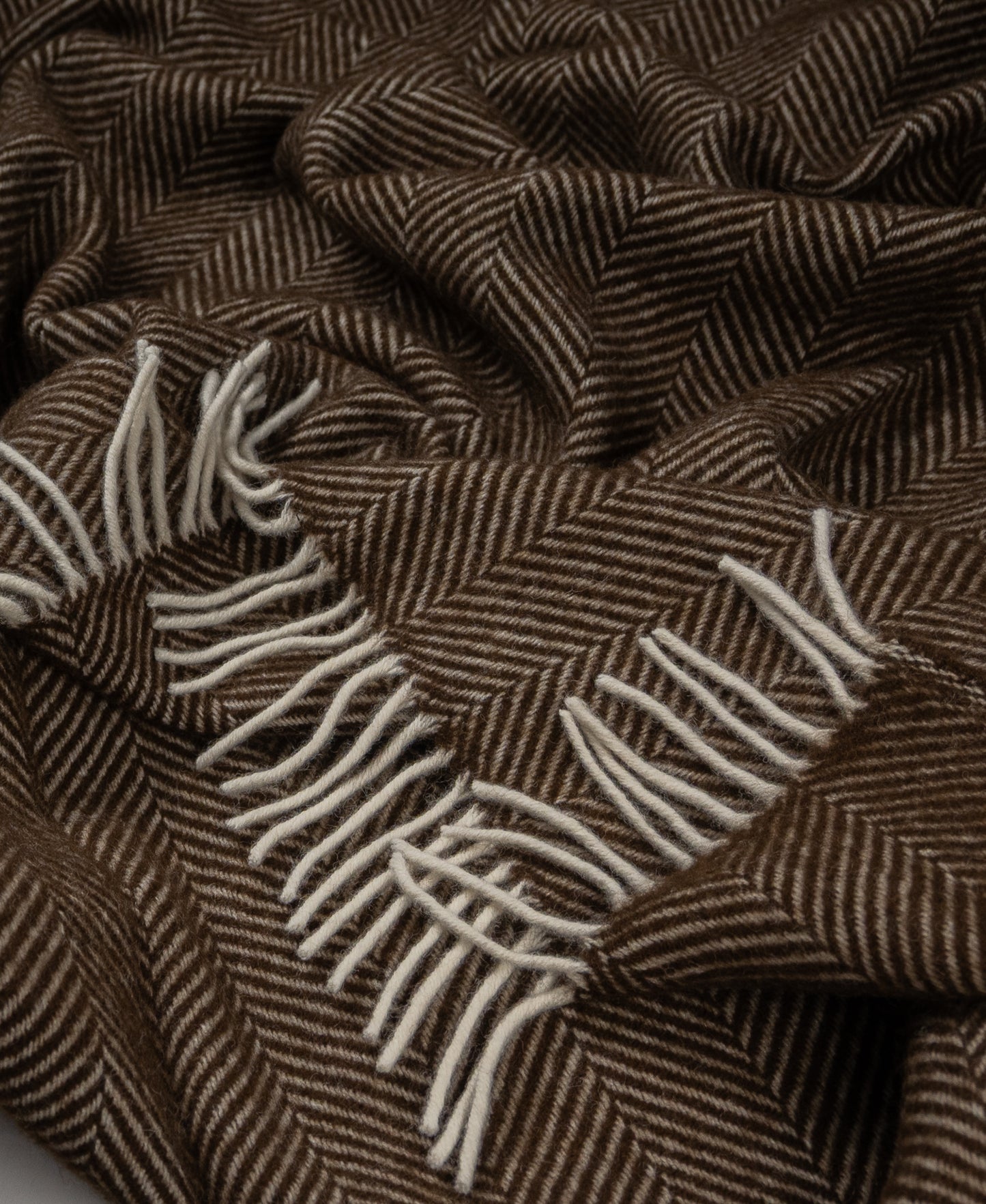 Highland Tweeds Herringbone Pure New Wool Throw ~ Vanilla Bean ~-Throws and Blankets-[bar code]-Prince of Scots