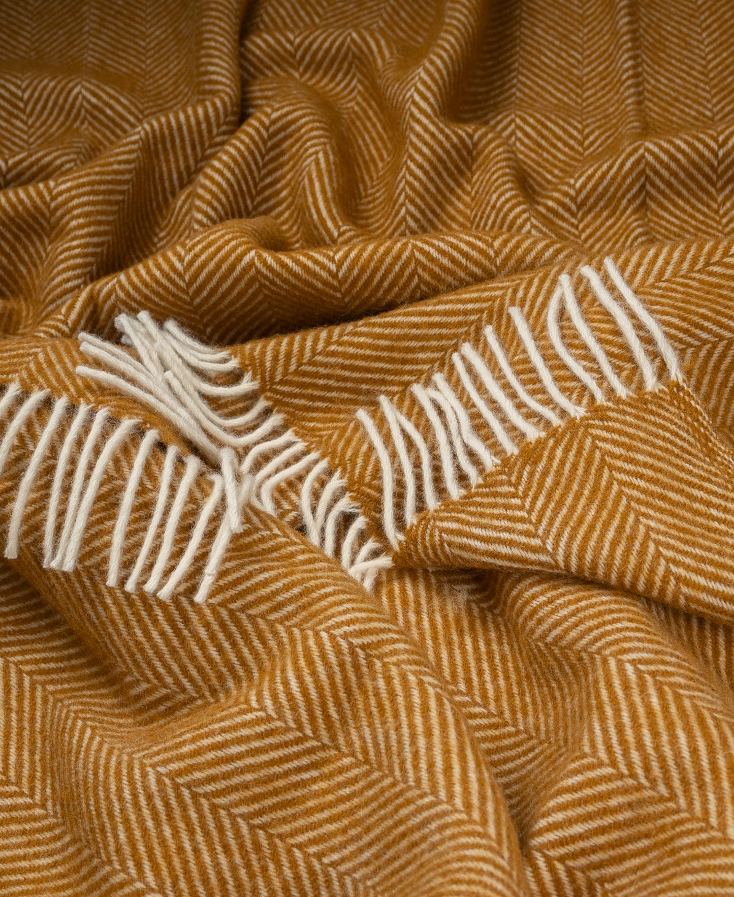 Highland Tweeds Herringbone Pure New Wool Throw ~ Whiskey ~-Throws and Blankets-[bar code]-Prince of Scots