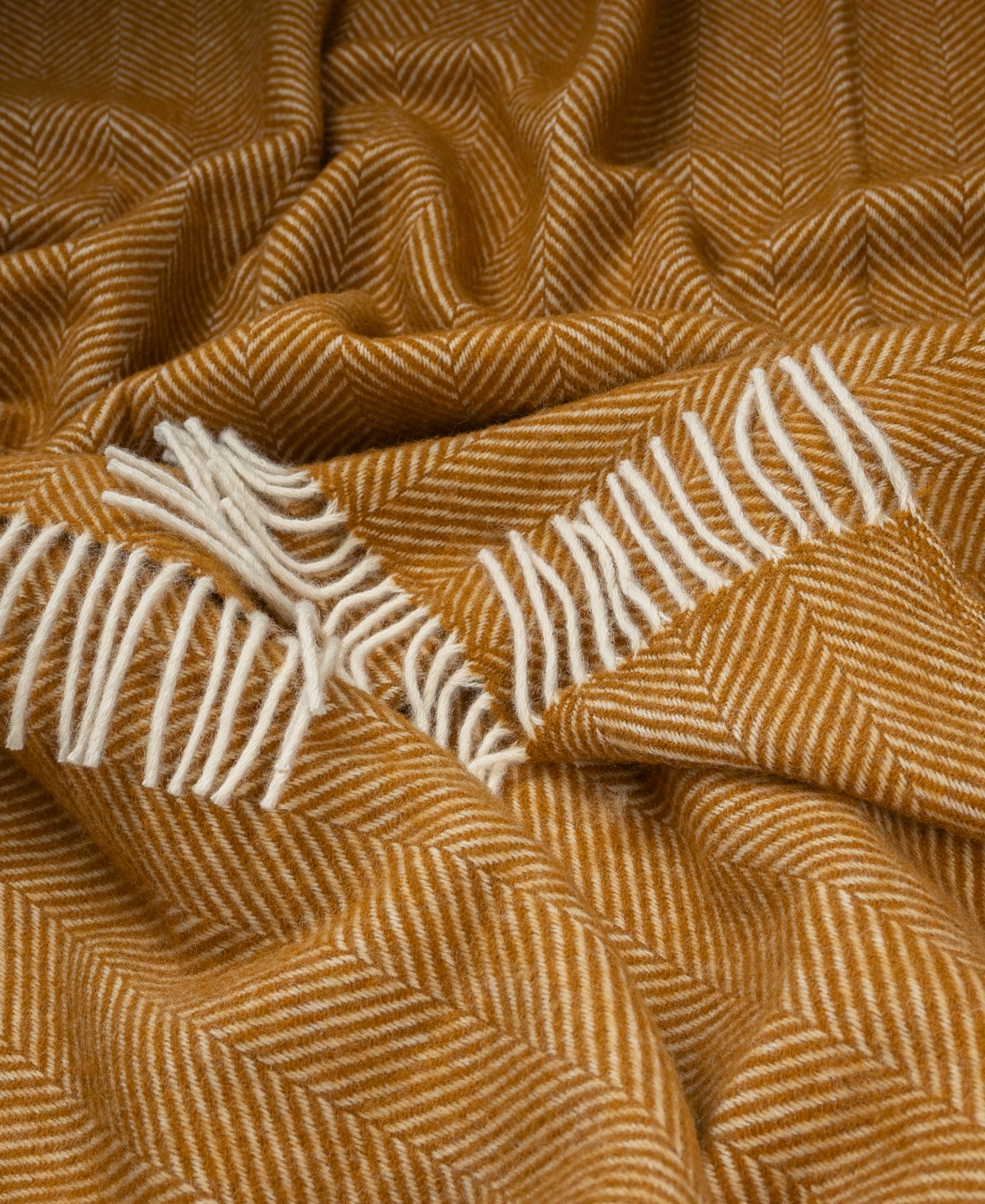 Highland Tweeds Herringbone Pure New Wool Throw ~ Whiskey ~-Throws and Blankets-[bar code]-Prince of Scots