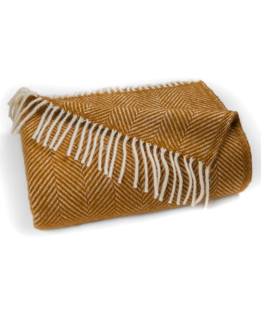 Highland Tweeds Herringbone Pure New Wool Throw ~ Whiskey ~-Throws and Blankets-[bar code]-Prince of Scots