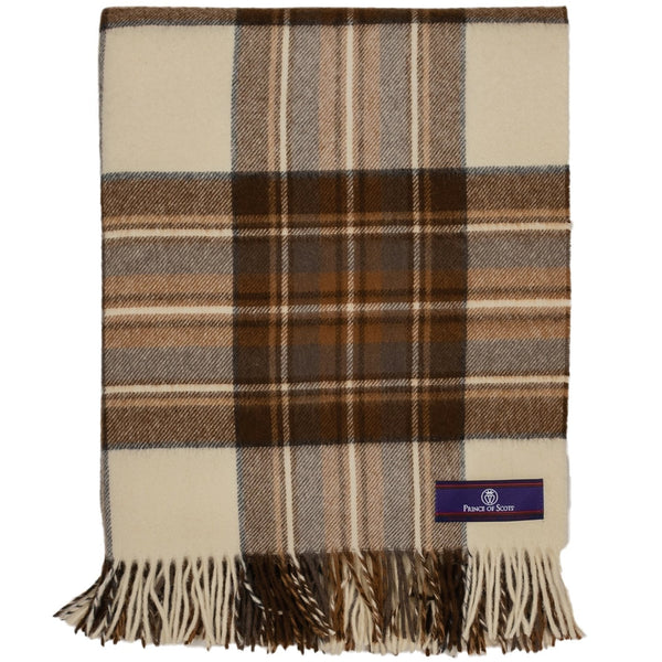 Prince of Scots Highland Tweed Merino Wool Throw ~ Natural Dress Stewart ~-Throws and Blankets-Prince of Scots-00810032750664-J400013-Prince of Scots
