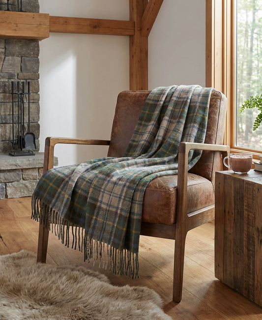 Highland Tweeds New Wool Fluffy Throw ~Antique Dress Gordon ~-Throws and Blankets-[bar code]-Prince of Scots