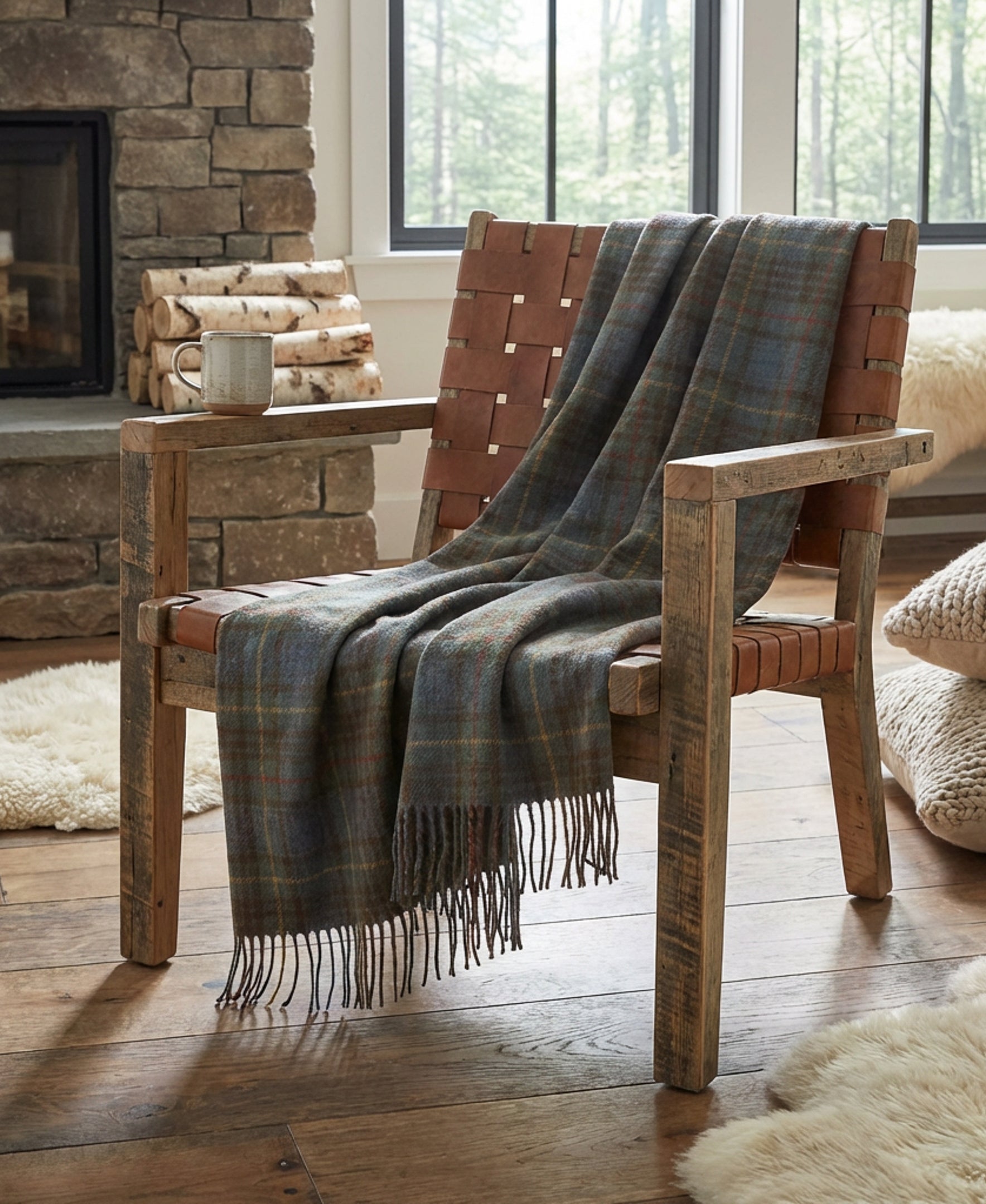 Highland Tweeds New Wool Fluffy Throw ~ Antique Hunting Stewart ~-Throws and Blankets-[bar code]-Prince of Scots