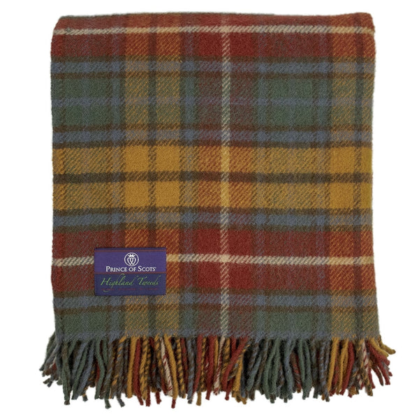 Prince of Scots Highland Tweed Pure New Wool Fluffy Throw ~ Antique Buchanan ~-Throws and Blankets-Prince of Scots-00810032750206-K40050018-006-Prince of Scots