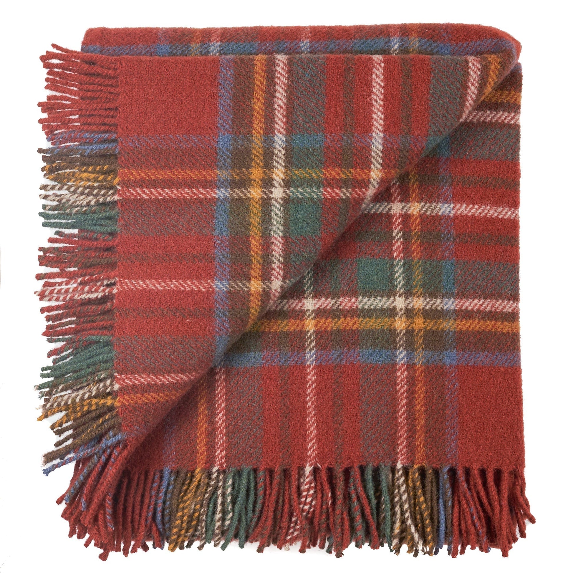 Prince of Scots Highland Tweed Pure New Wool Fluffy Throw ~ Antique Royal Stewart ~-Throws and Blankets-J4050028-21-Prince of Scots