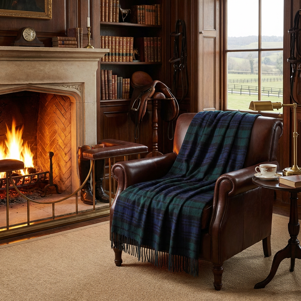 Highland Tweeds Pure New Wool Fluffy Throw ~ Black Watch ~-Throws and Blankets-[bar code]-Prince of Scots