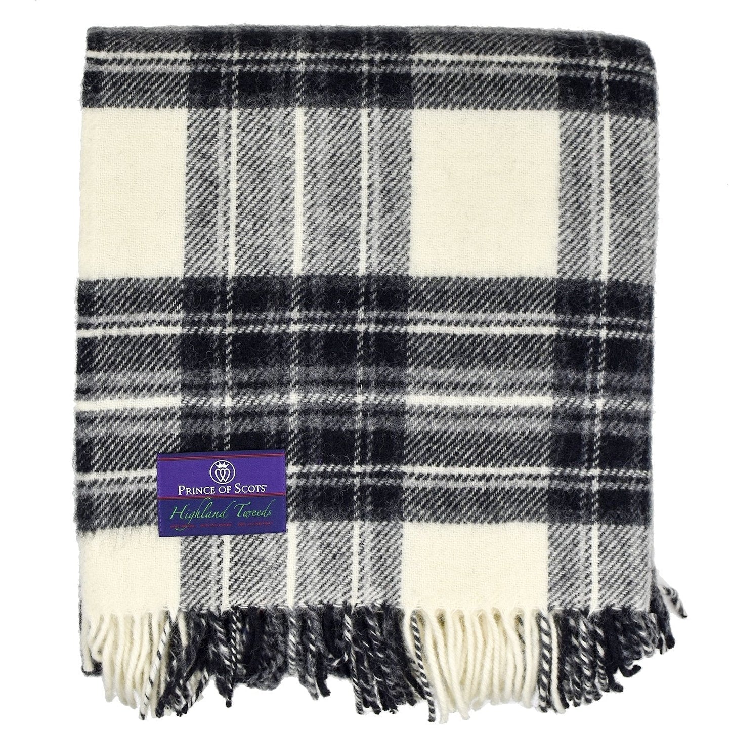 Prince of Scots Highland Tweed Pure New Wool Fluffy Throw ~ Grey Dress Stewart ~-Throws and Blankets-Prince of Scots-00810032750350-J4050028-015-Prince of Scots