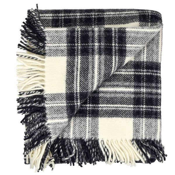 Highland Tweeds Pure New Wool Fluffy Throw ~ Grey Dress Stewart ...