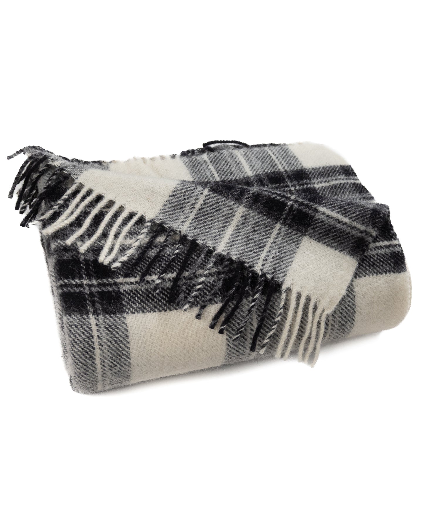 Highland Tweeds Pure New Wool Fluffy Throw ~ Grey Dress Stewart ~-Throws and Blankets-[bar code]-Prince of Scots