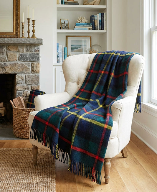 Highland Tweeds Pure New Wool Fluffy Throw ~ Hunting McLeod ~-Throws and Blankets-[bar code]-Prince of Scots