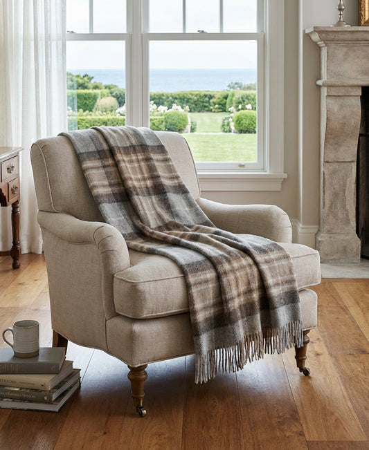 Highland Tweeds Pure New Wool Fluffy Throw ~ McKellar ~-Throws and Blankets-[bar code]-Prince of Scots
