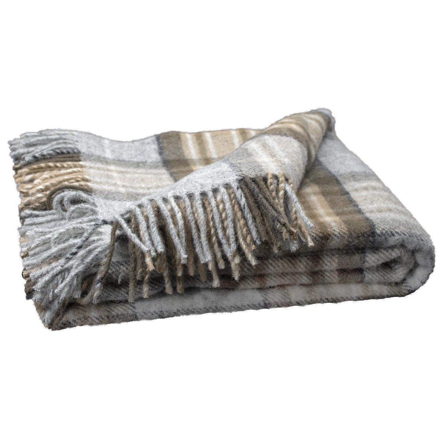 Prince of Scots Highland Tweed Pure New Wool Throw (McKellar Tan Plaid)-Throws and Blankets-Prince of Scots-810032752064-J4050028-006-Prince of Scots