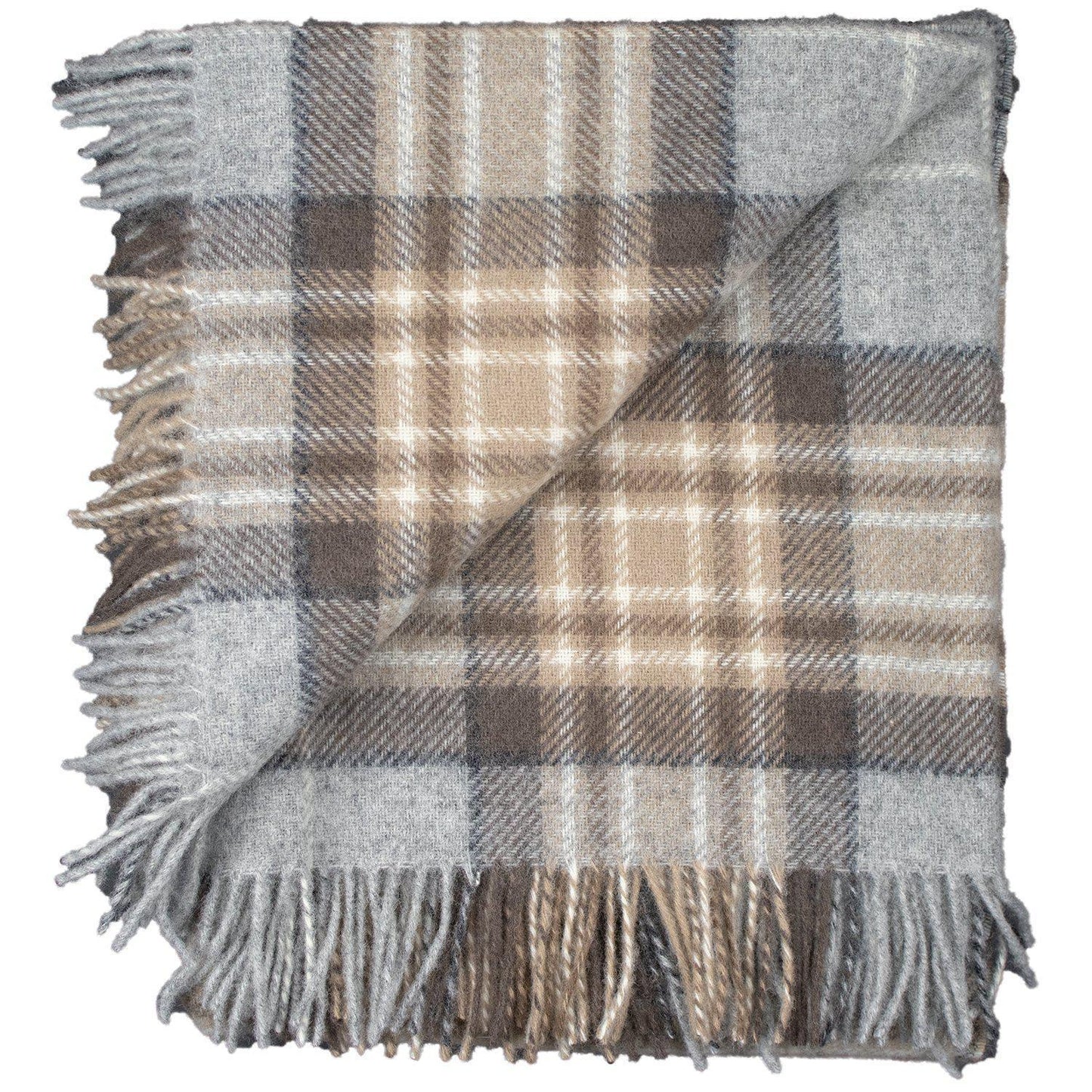 Prince of Scots Highland Tweed Pure New Wool Throw (McKellar Tan Plaid)-Throws and Blankets-Prince of Scots-810032752064-J4050028-006-Prince of Scots