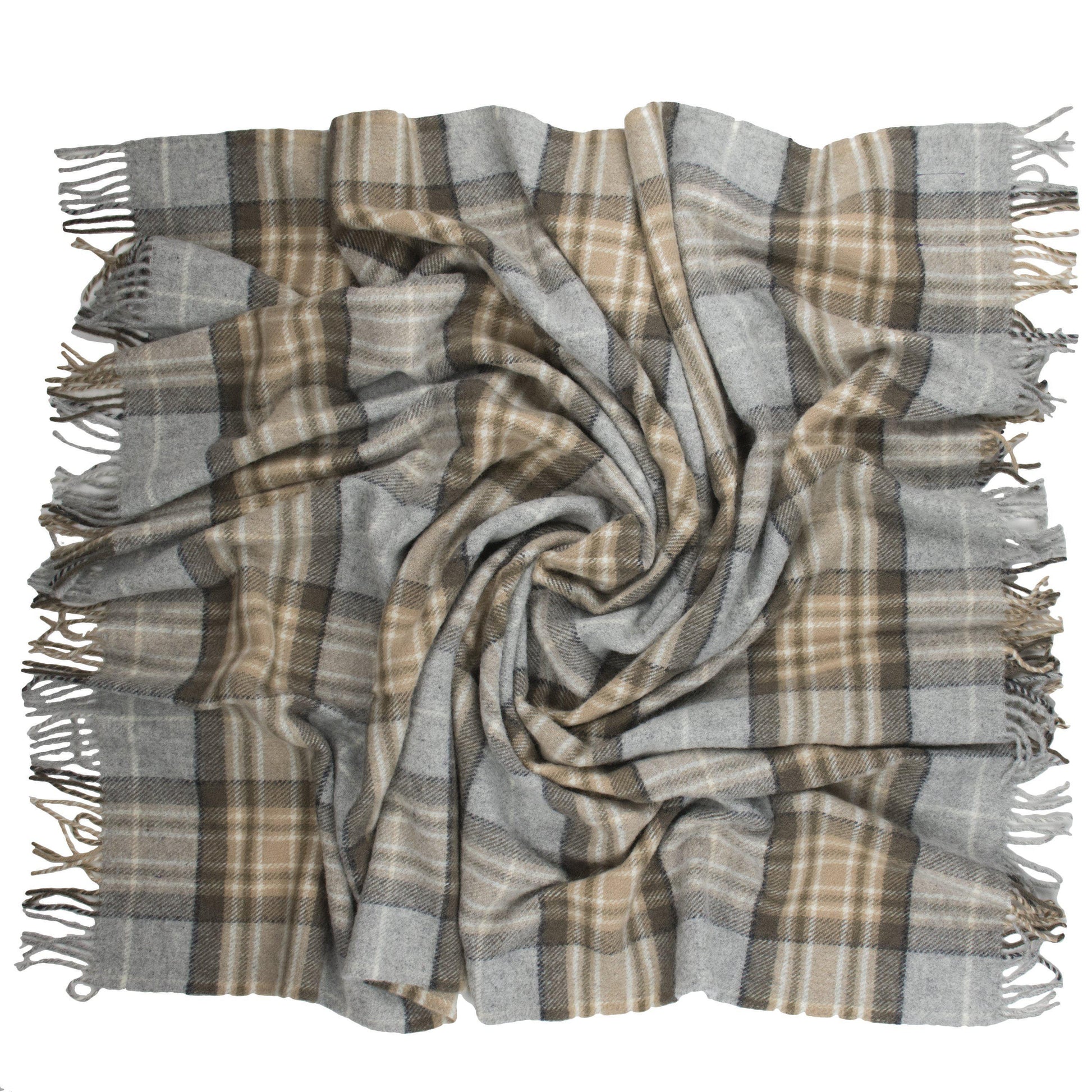 Prince of Scots Highland Tweed Pure New Wool Throw (McKellar Tan Plaid)-Throws and Blankets-Prince of Scots-810032752064-J4050028-006-Prince of Scots