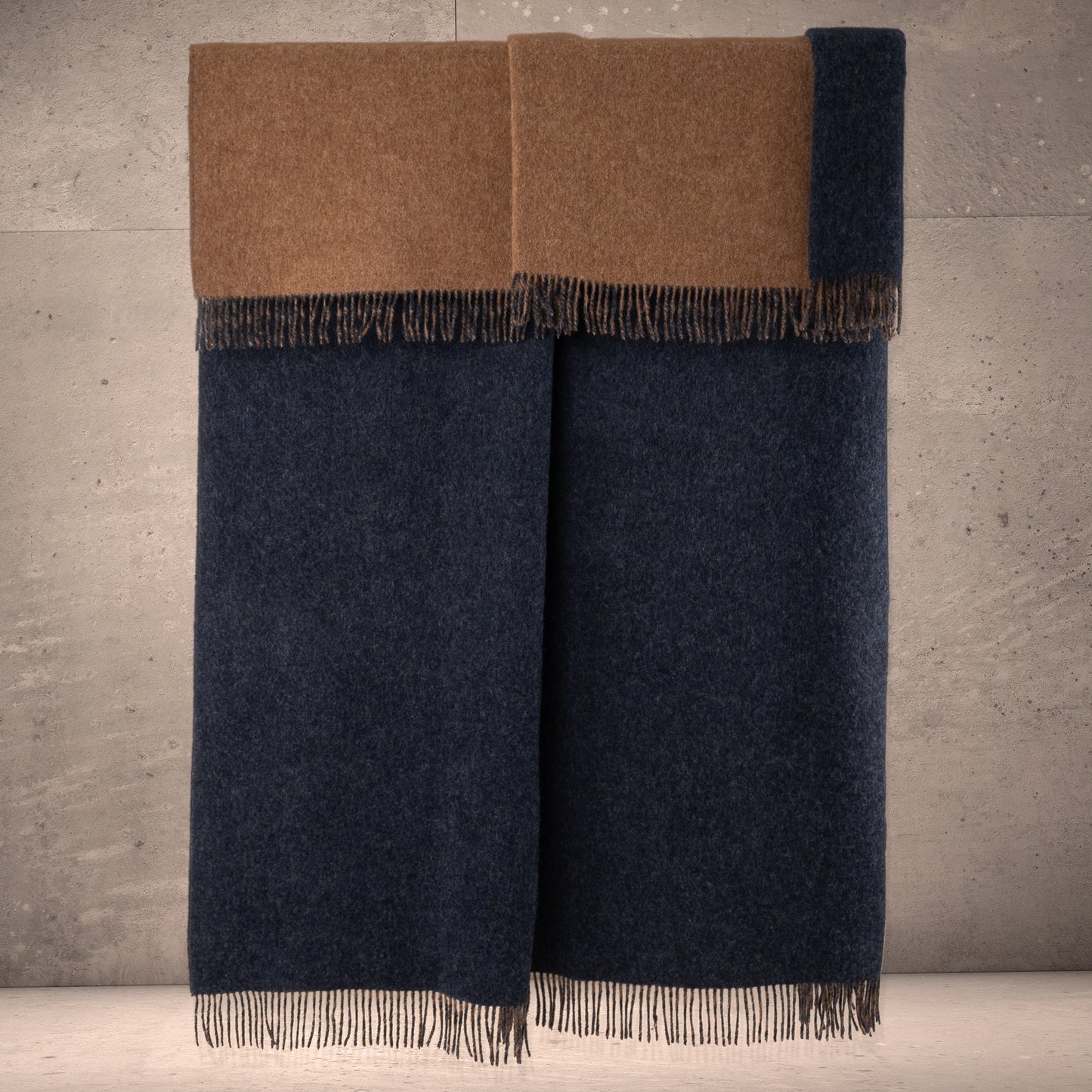 Highland Tweeds Reversible Double Cloth Throw (Charcoal/Camel) Available 4/25-Throws and Blankets-[bar code]-Prince of Scots