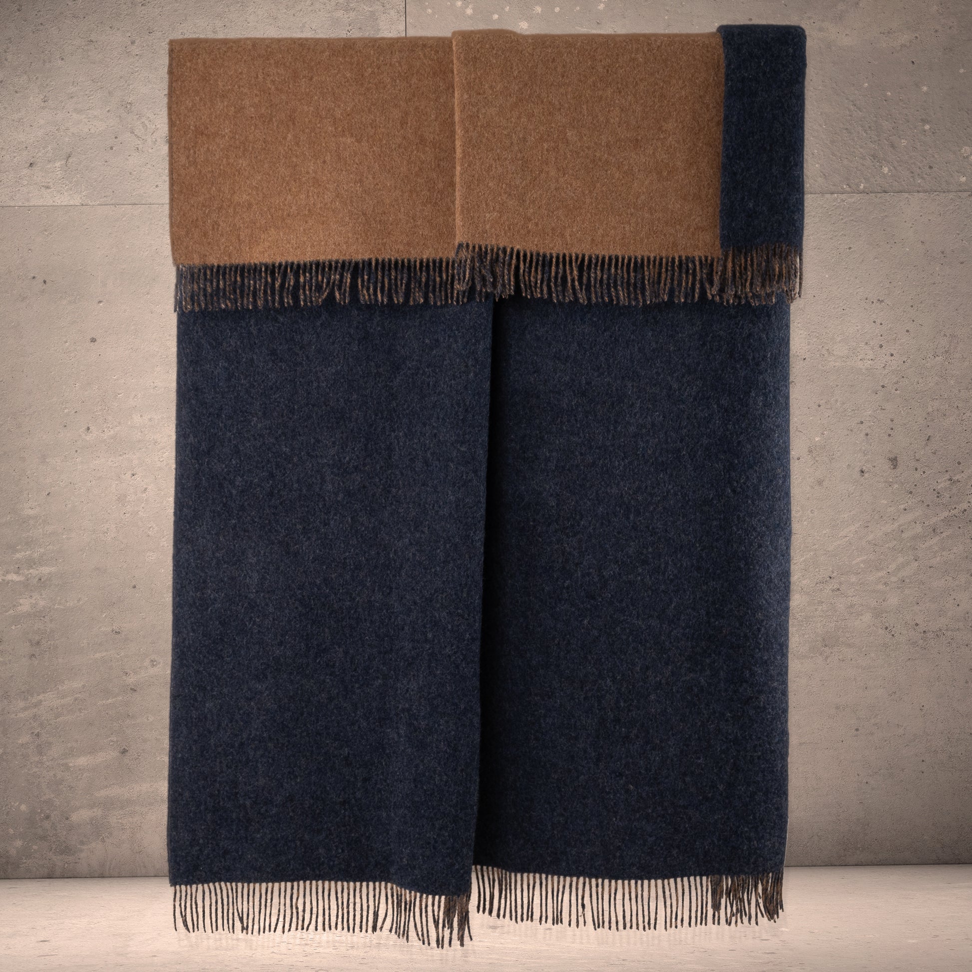 Highland Tweeds Reversible Double Cloth Throw (Charcoal/Camel) Available 4/25-Throws and Blankets-[bar code]-Prince of Scots
