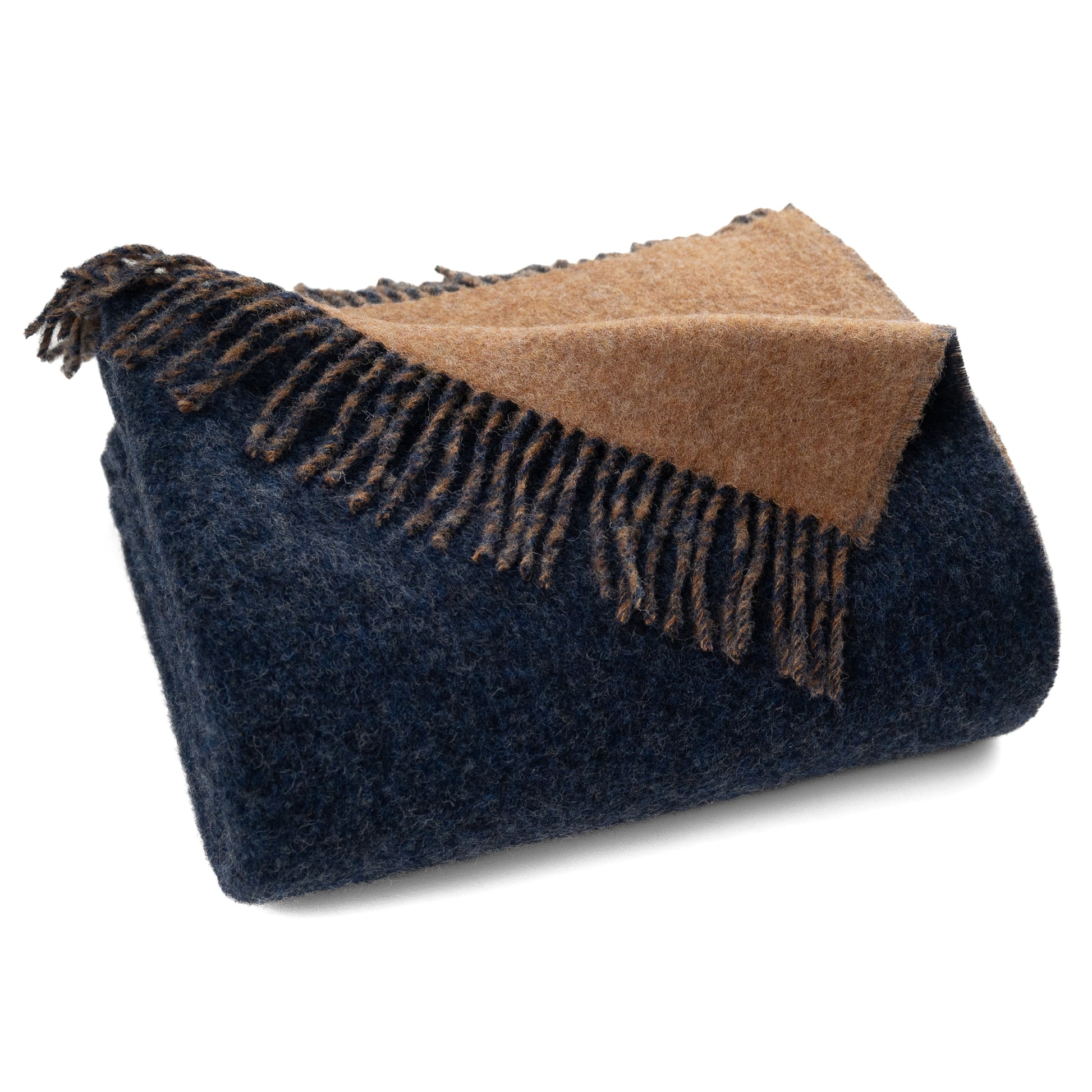 Highland Tweeds Reversible Double Cloth Throw (Charcoal/Camel)-Throws and Blankets-[bar code]-Prince of Scots